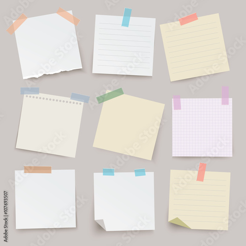 Set of different vector note papers.  photo