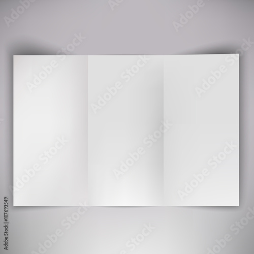 Open blank folded flyer. Vector template.