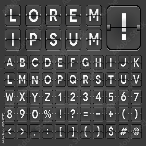 Vector mechanical timetable alphabet.