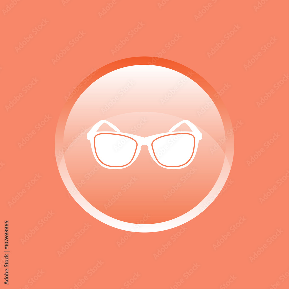 Flat vector icon. Colored icons in the form of buttons. Sunglass