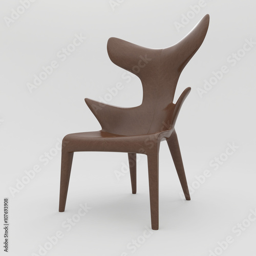 philippe starck chair 3D illustration. on white background with shadows and isolated. leather and strings