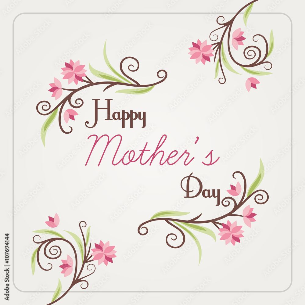 Happy Mothers Day. Greeting Card with Flowers. Vector Illustration