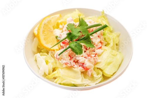 Seafood Salad Topped with Scallion and Parsley