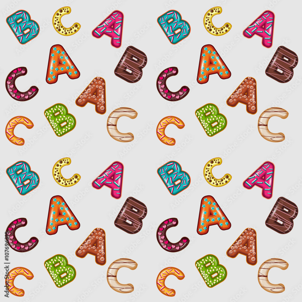 Seamless abc 3d letters pattern
