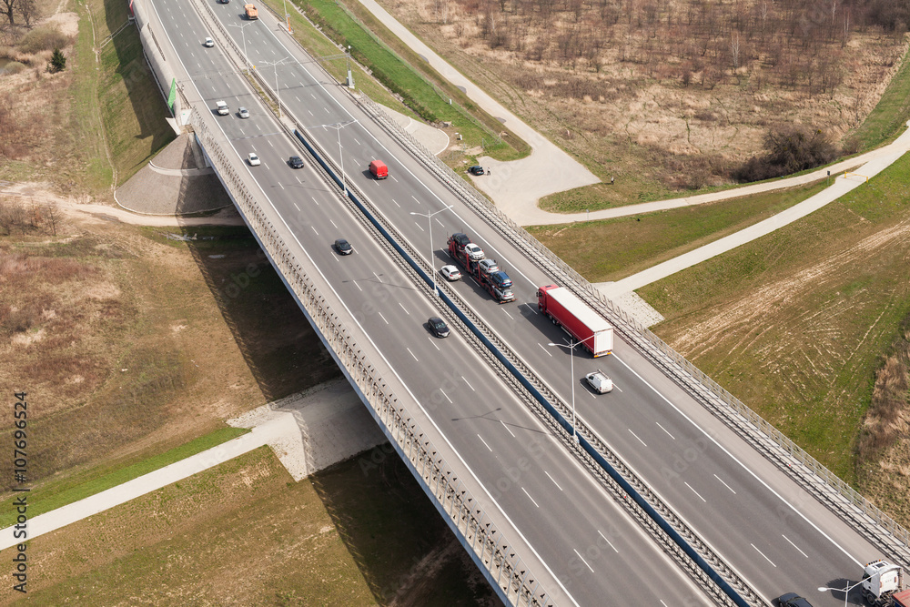 aerial view of highway