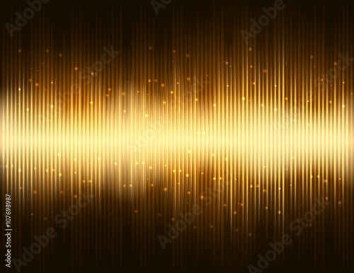 Light pulse party on gold colored background