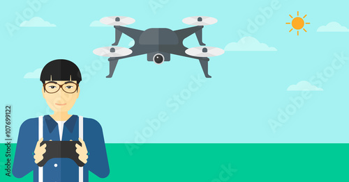 Man flying drone.