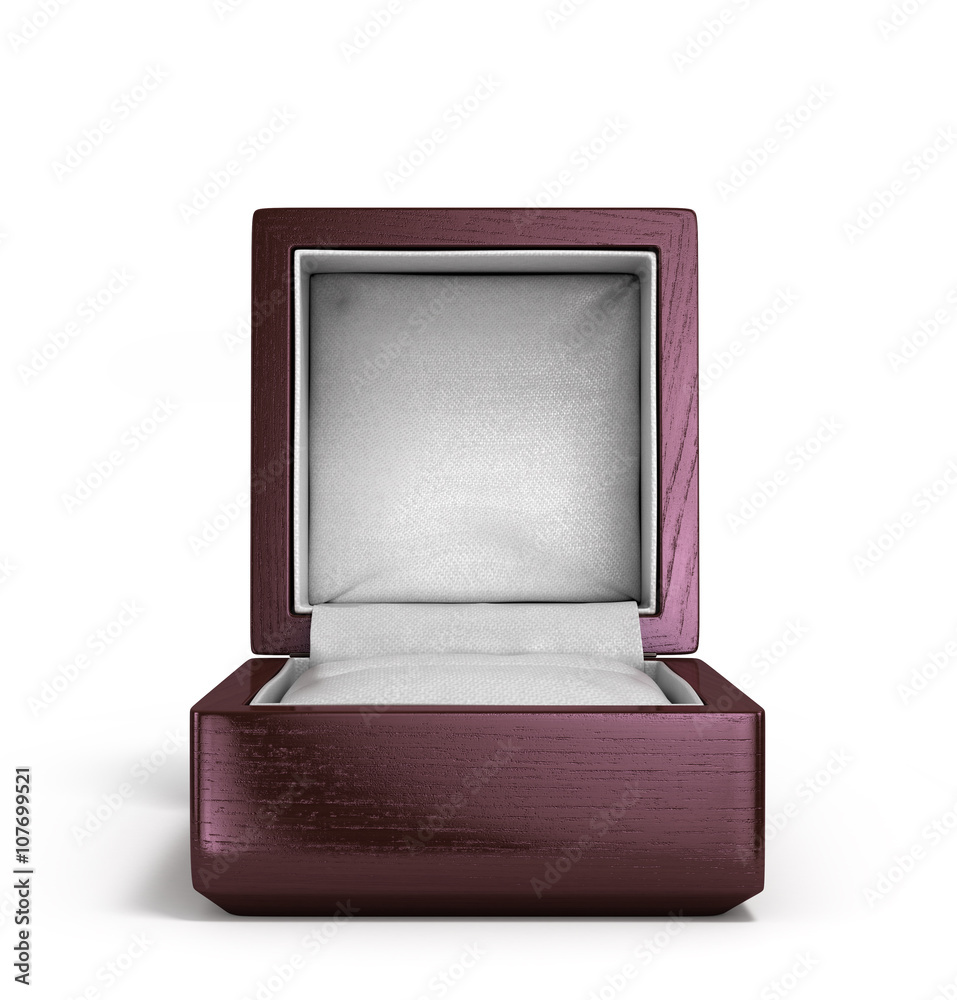 3d render of wooden lacquered gift box for rings front view insu