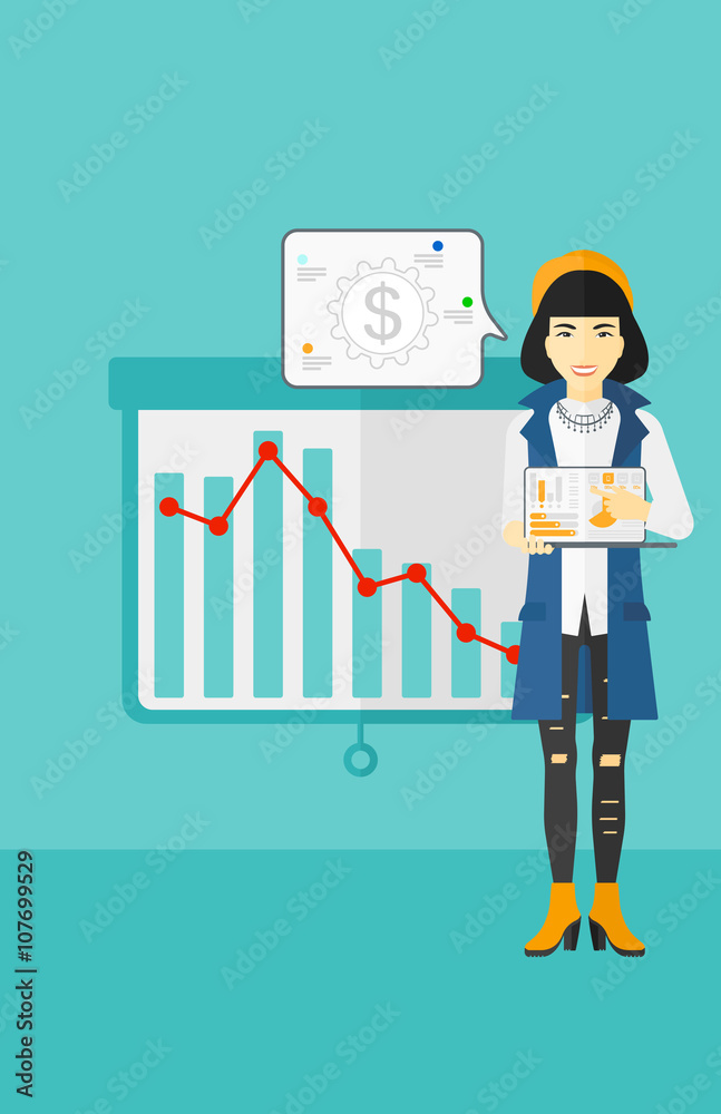 Woman presenting report.