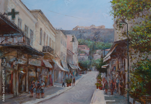 Streets of Athens ,Greece,handmade paintings © RomanBen