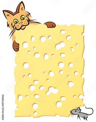slice of cheese with cat and mouse suspense