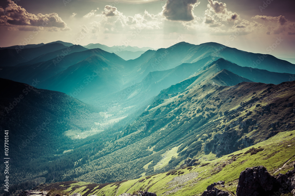 View from Kasprowy Wierch Summit in the Polish Tatra Mountains
