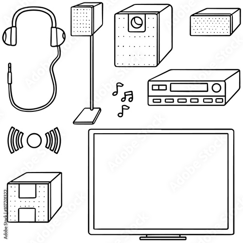 vector set of home theatre
