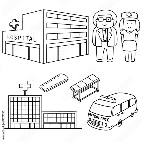 vector set of hospital and medical staff