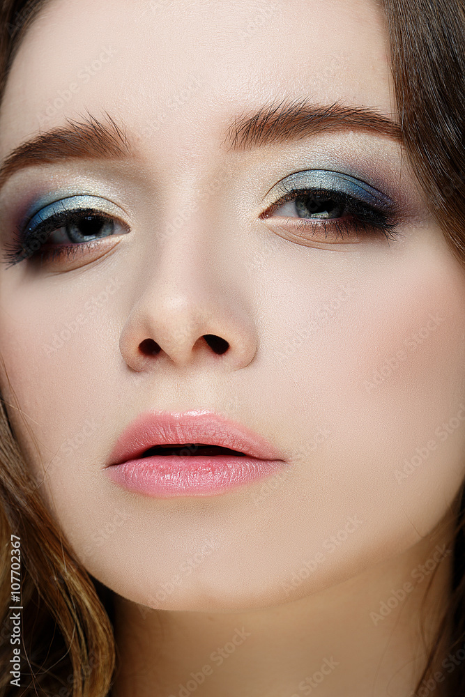 Portrait of beautiful sexy girl with bright makeup close-up Portrait of beautiful sexy girl with bright makeup close-up