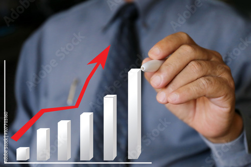 businessman write graph chart, financial