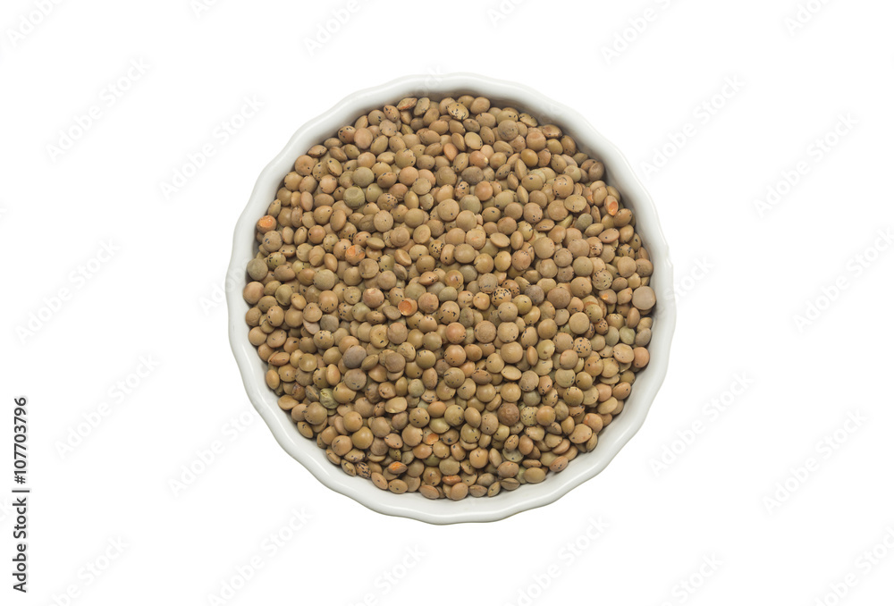 Red lentils in a ceramic pot