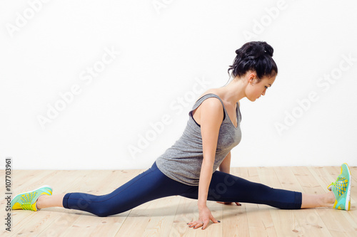 girl engaged in fitness at home