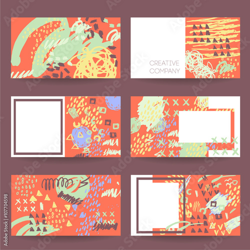 Template of designer business or visiting card set.