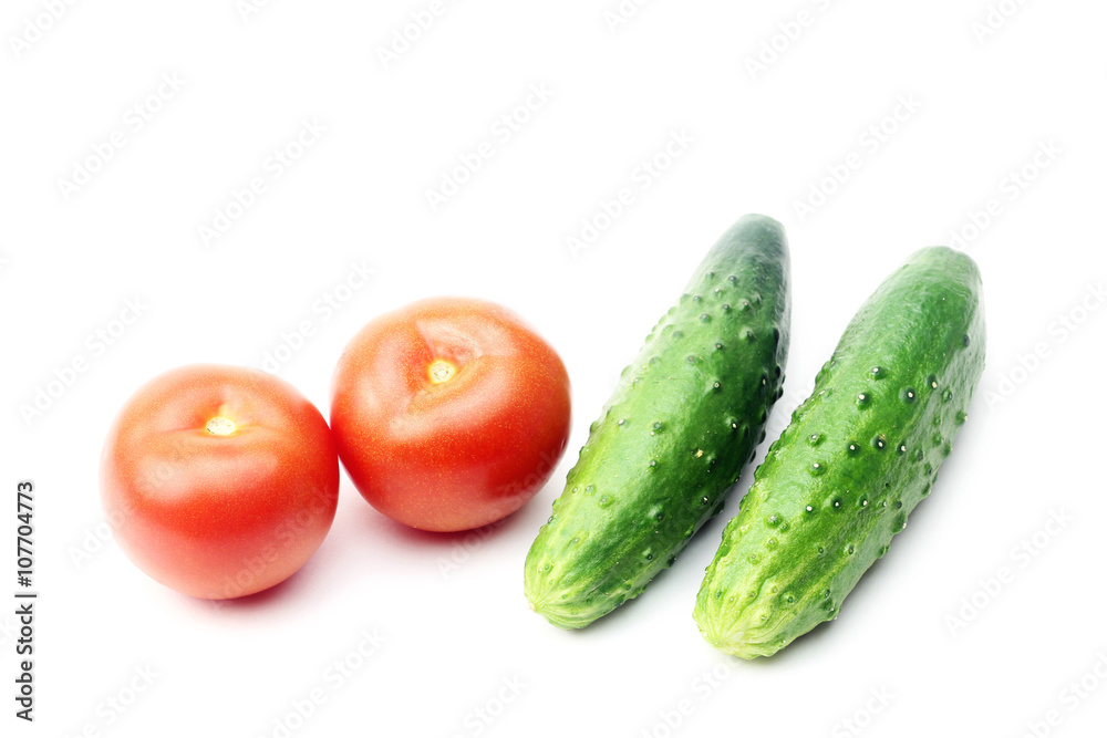 Ripe vegetables isolated on white background Ripe vegetables isolated on white background