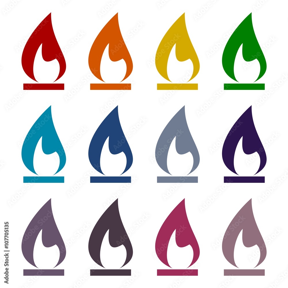 Gas Flame Icons set Gas Flame Icons set
