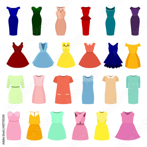 Set of trendy women's dresses. Vector illustration