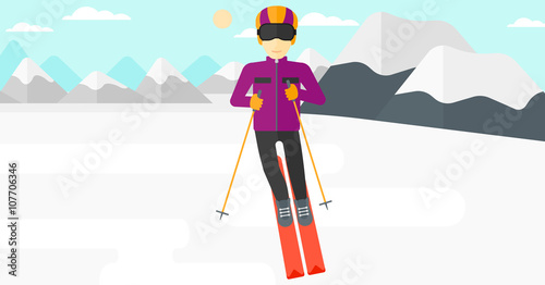 Young man skiing.