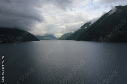 blurred focus of mountain in Switzerland