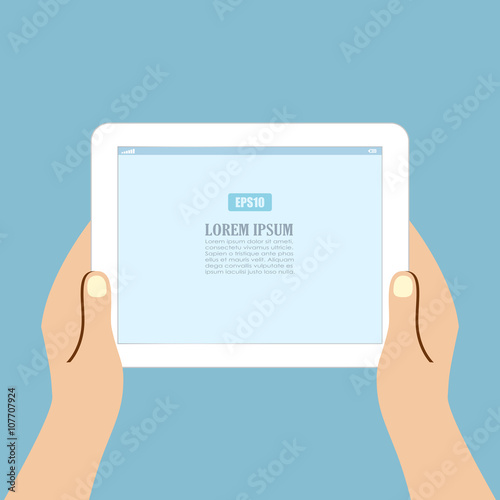 Hands with tablet computer