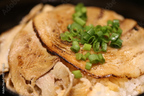 Traditional Japanese food, Grilled pork with rice photo