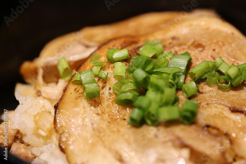 Traditional Japanese food, Grilled pork with rice photo