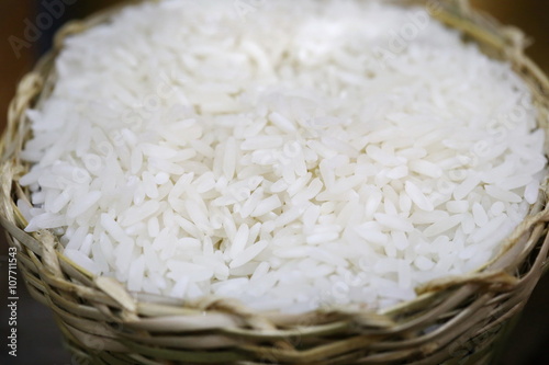 raw rice in basket, Thailand