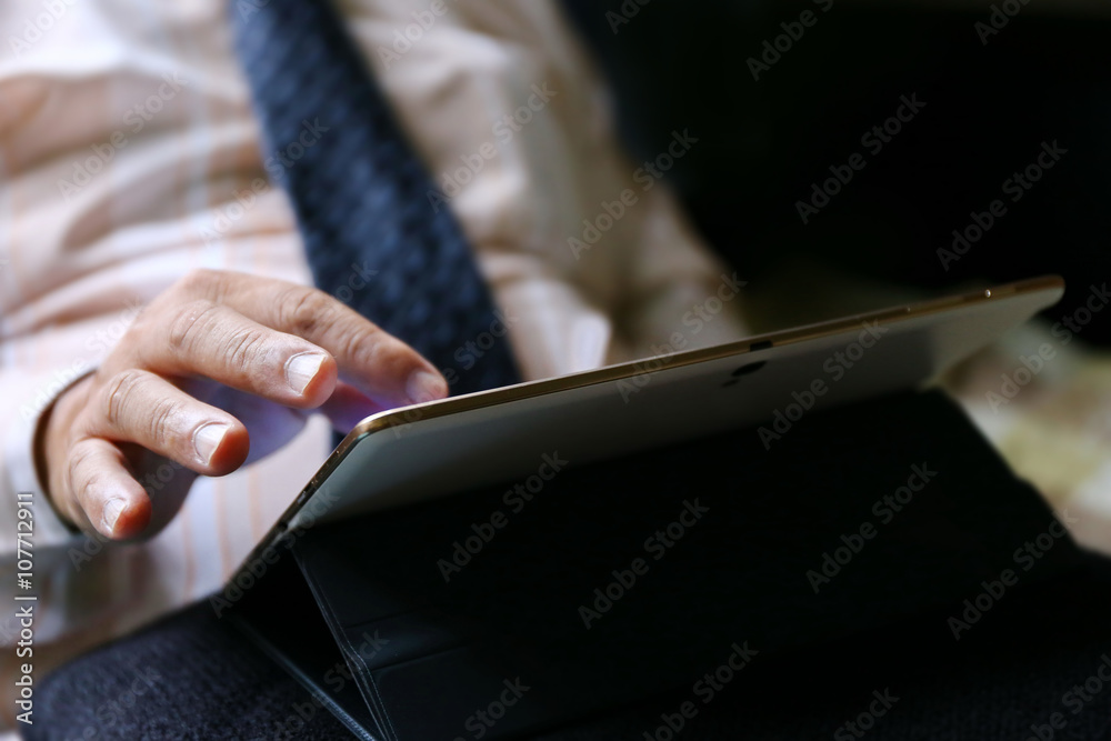 businessman hand use tablet