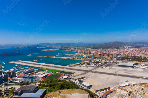View from the top of the rock of Gibraltar on the city
