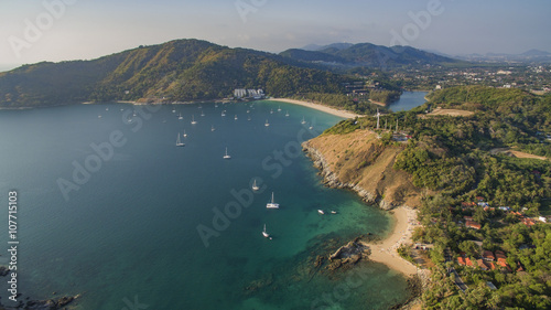 aerial view of west of phuket island beach in andaman southern o