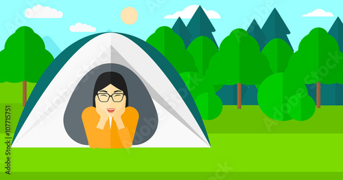 Woman lying in tent. © Visual Generation