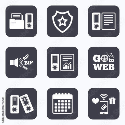 Accounting icons. Document storage in folders.