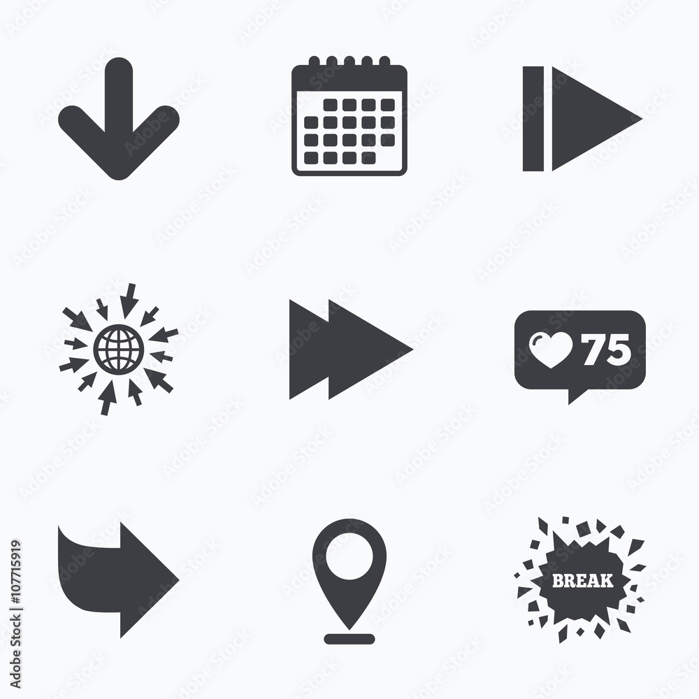 Arrow icons. Next navigation signs symbols. Arrow icons. Next navigation signs symbols.