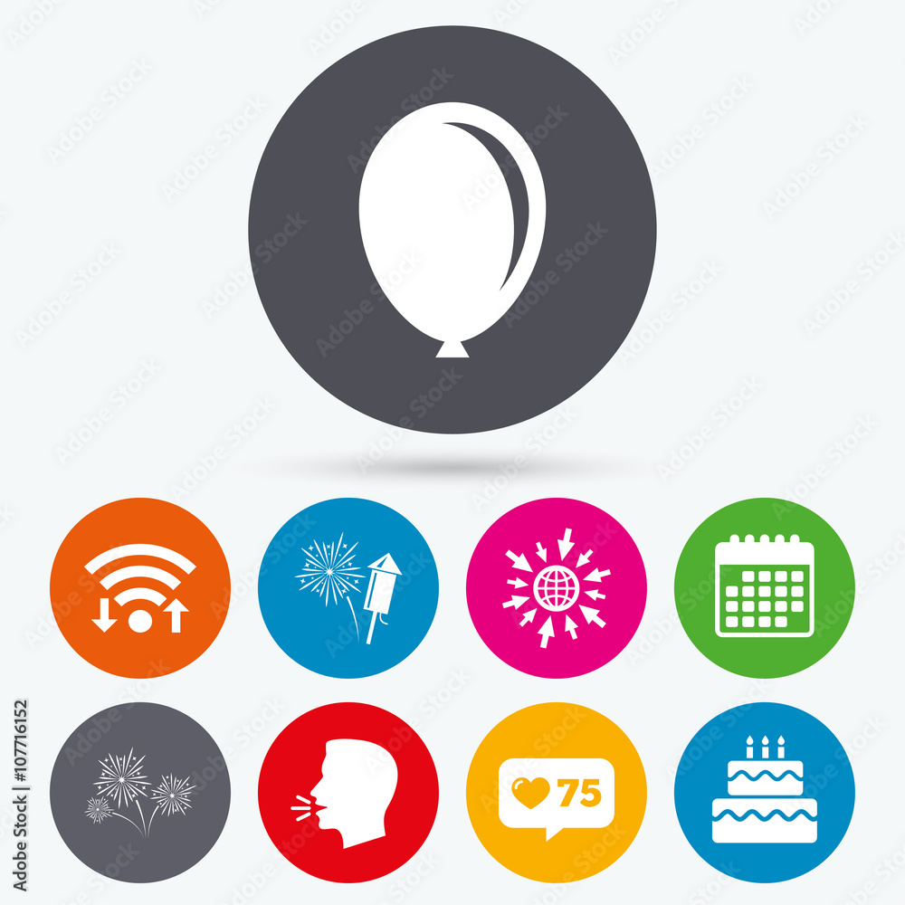 Birthday party icons. Cake and gift box symbol Birthday party icons. Cake and gift box symbol