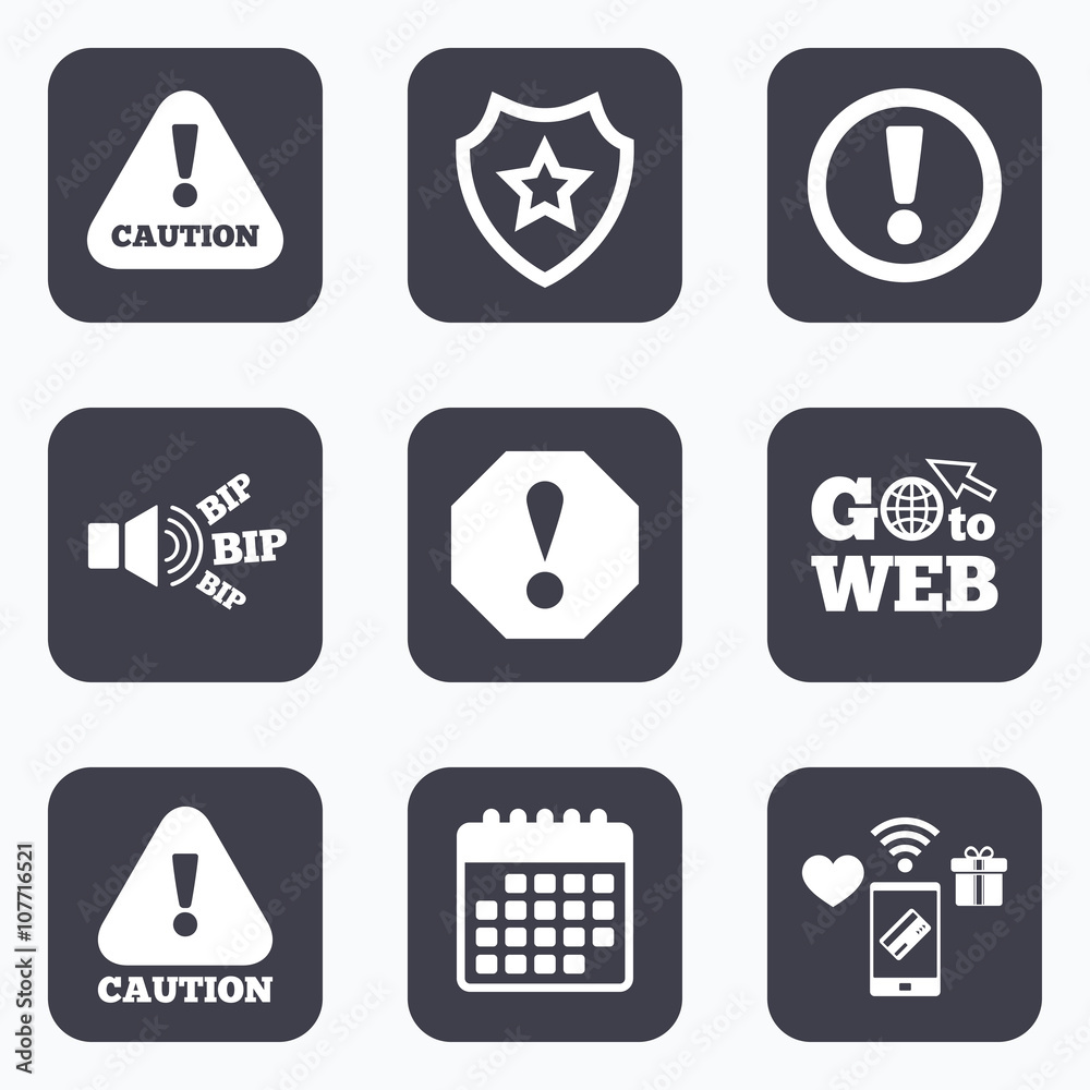 Attention caution signs. Hazard warning icons.