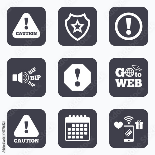 Attention caution signs. Hazard warning icons.