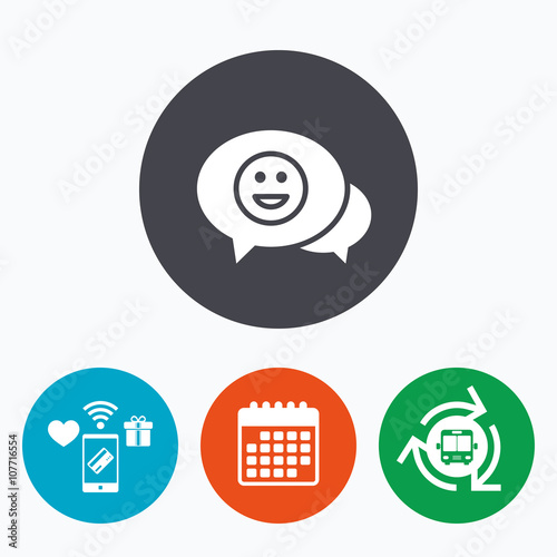 Chat Smile icon. Happy face symbol.