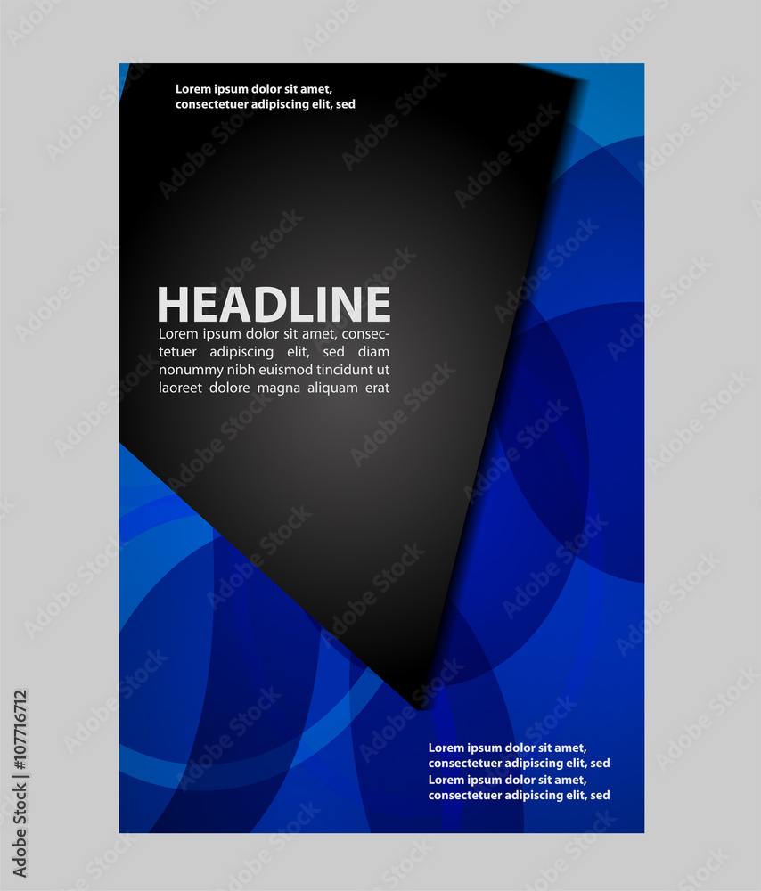 Fototapeta premium Vector design of the flyer white black and blue background 
