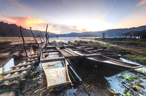 Photography Traditional boats at Lake Tamblingan in Bali, Indonesia