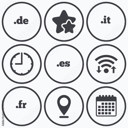 Top-level domains signs. De, It, Es and Fr. © blankstock