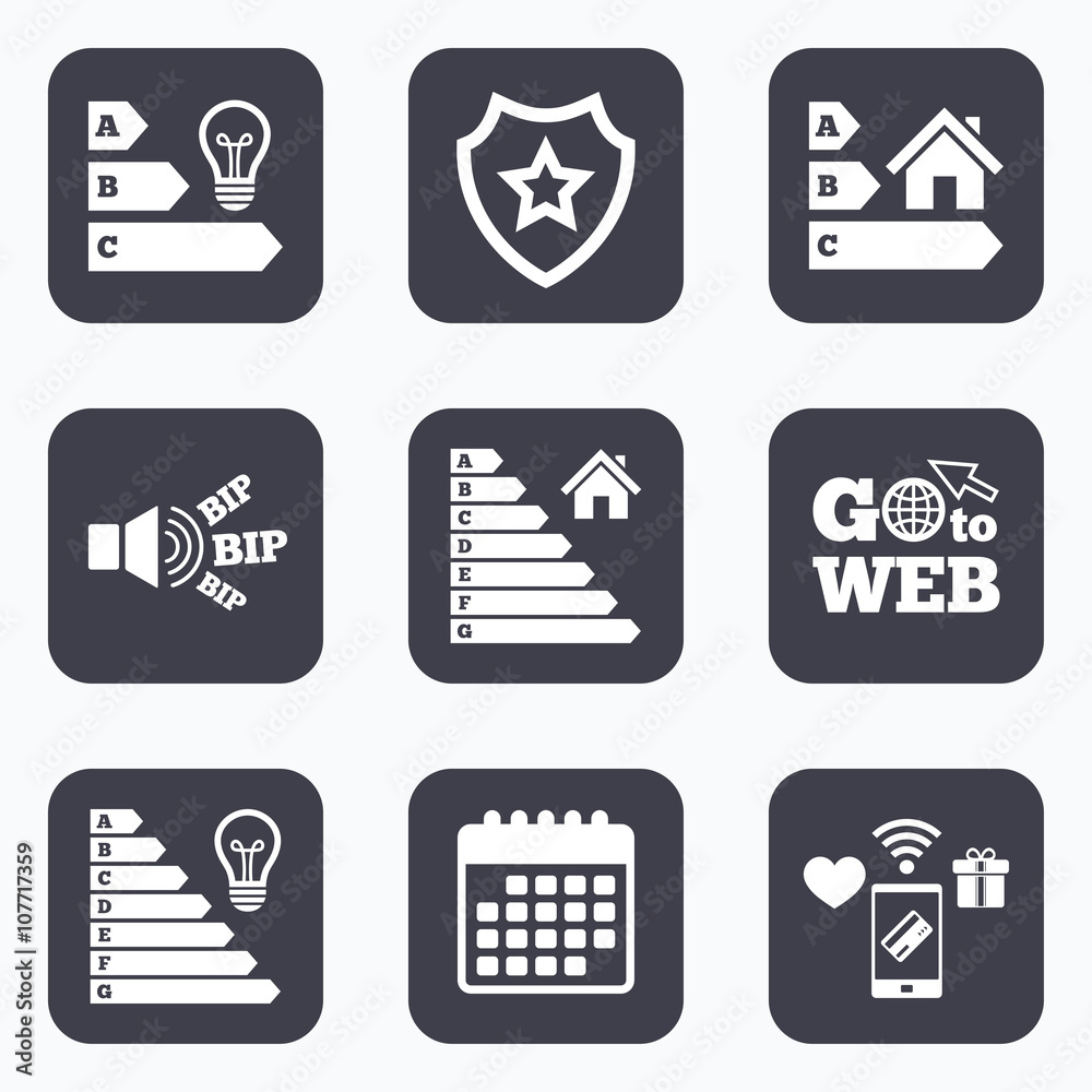 Energy efficiency icons. Lamp bulb and house. Energy efficiency icons. Lamp bulb and house.