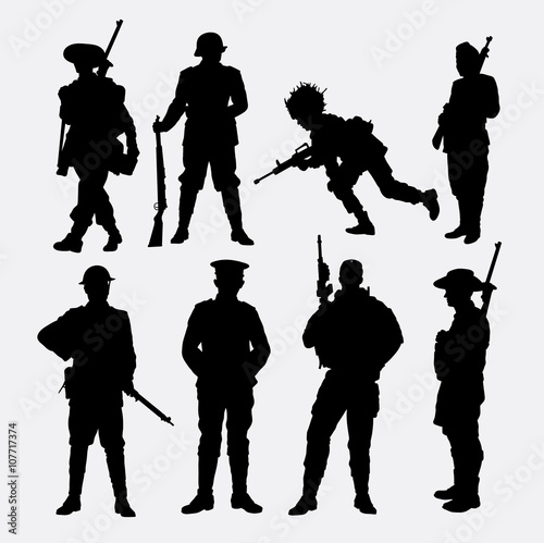 Army, military, soldier, police silhouette. Good use for symbol, logo, mascot, web icon, sticker, or any design you want. Easy to use.