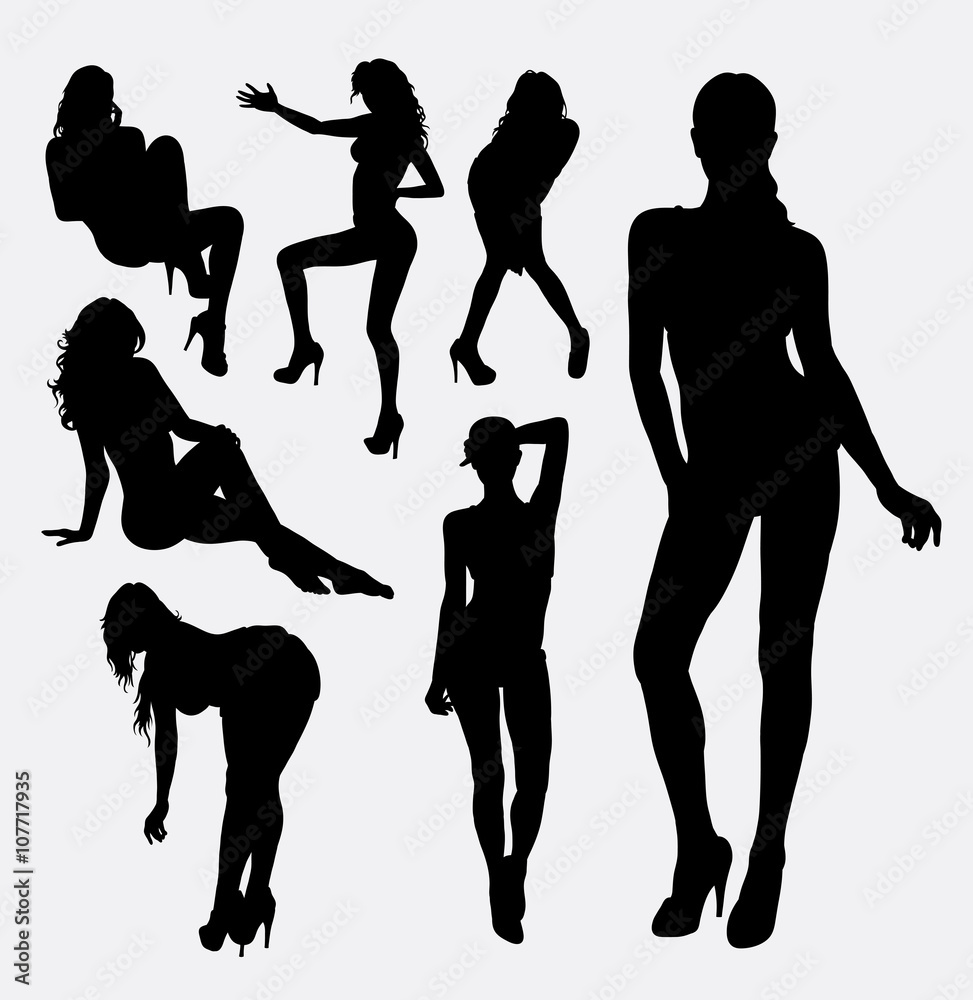 Girl, woman, female sexy pose silhouette. Good use for symbol, logo, web  icon, sticker design, sign, mascot, or any design you want. easy to use.  Stock Vector | Adobe Stock