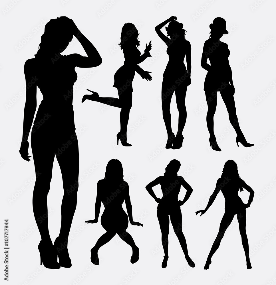 People sexy female activity silhouette. Good use for symbol, web icon,  logo, sign, sticker design, mascot, or any design you want. Easy to use.  Stock Vector | Adobe Stock