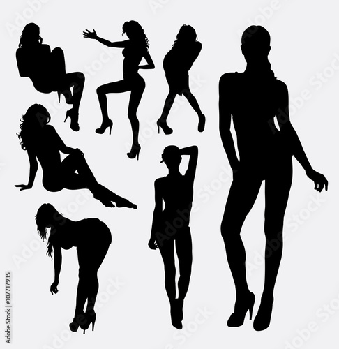 Girl, woman, female sexy pose silhouette. Good use for symbol, logo, web icon, sticker design, sign, mascot, or any design you want. easy to use.